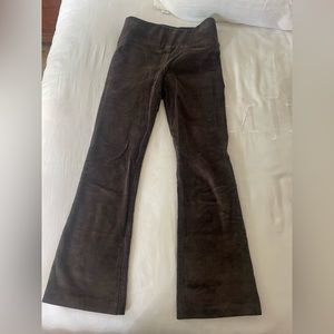 SPRWM corduroy high-waisted elastic waistband crop flare pants - dark chocolate